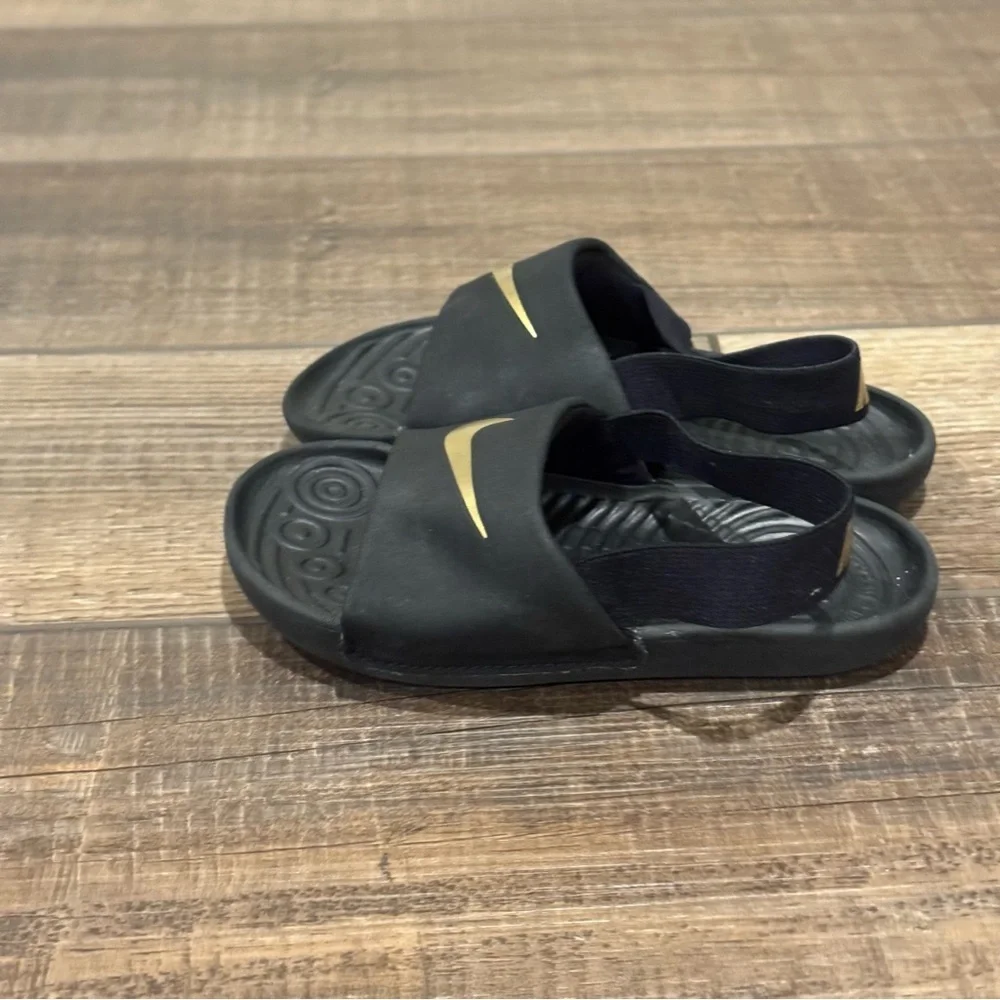 Nike Kids Kawa Slide Sandal Shoes Toddler Black Gold Size 9C